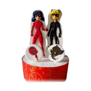 Decorațiuni din zahăr - Set "Eroii copiilor" - Lady Bug & Catwoman