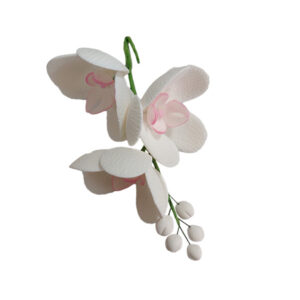 Decorațiune din zahăr - Crenguță de orhidee alb cu roz