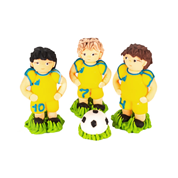 Decorațiuni din zahăr - Trio fotbaliști în echipament galben