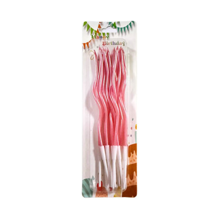 Set lumanari tort ondulate roz 11cm - 12buc-9669.
