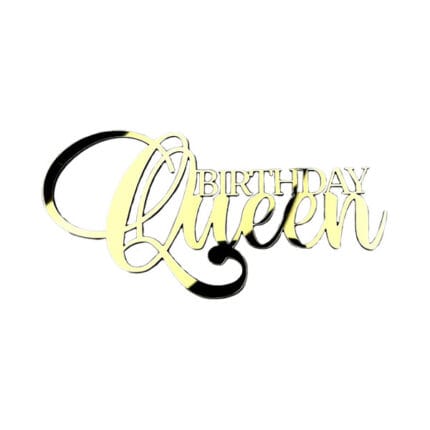 Cake topper - Topper pentru tort - "Queen's Birthday", auriu -17534- 1buc.