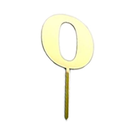 Topper acril cu efect de oglinda #9668, auriu, cifra 0 - 7 cm