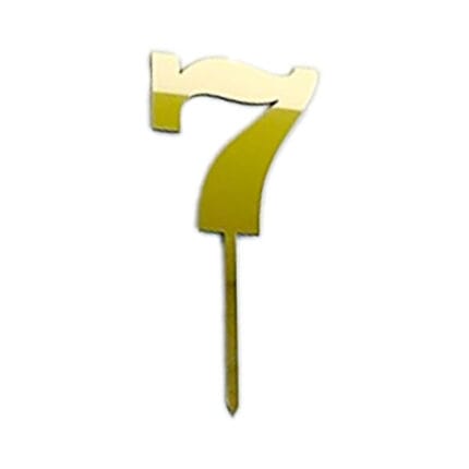 Topper acril cu efect de oglinda #9637, auriu, cifra 7 - 7 cm