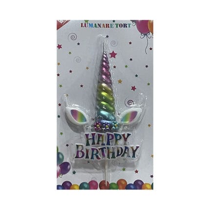 Lumanare tort Unicorn Happy Birthday-080165- 3buc.