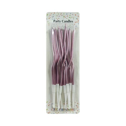 Set lumanari tort ondulate roz  prafuit11cm - 12buc.-1586