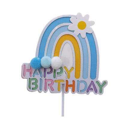 Topper - Happy Birthday Curcubeu bleu #23298-5 - 1buc.
