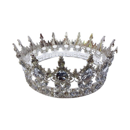 Coronita din metal argintie cu perle albe - Ø12cm