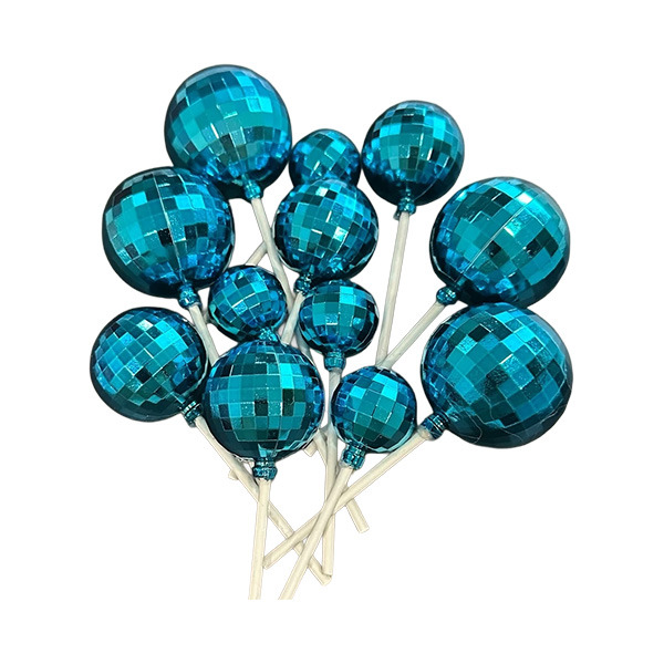 deco-cecomestibile-sfere-albastre-disco-28062026 Set 12 sfere albastre pentru ornat torturi - Disco - imagine 1