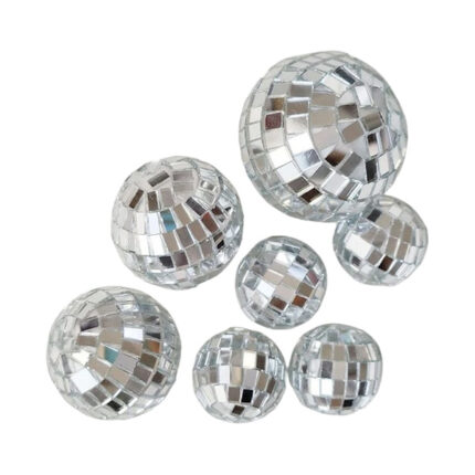 Set 12 sfere argintii pentru ornat torturi - Disco