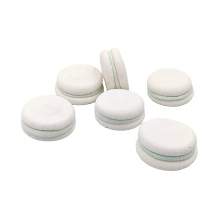 Decor tort in forma de macarons, alb cu crema bleu #1505 - 6buc.