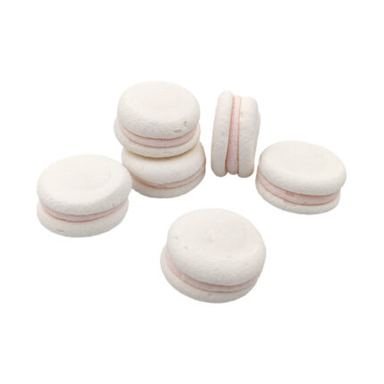 Decor tort in forma de macarons, alb cu crema roz #1505 - 6buc.