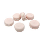Decor tort in forma de macarons, roz cu crema alba #1505 - 6buc.
