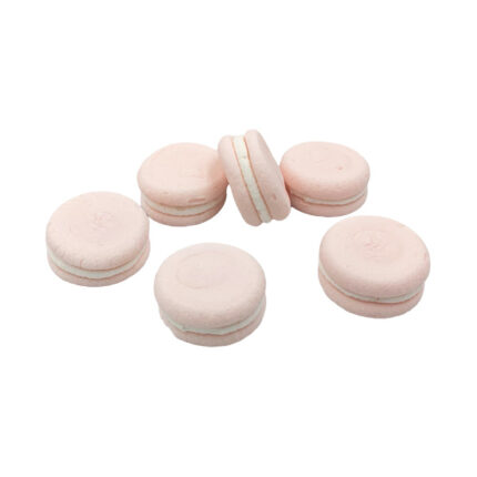 Decor tort in forma de macarons, roz cu crema alba #1505 - 6buc.