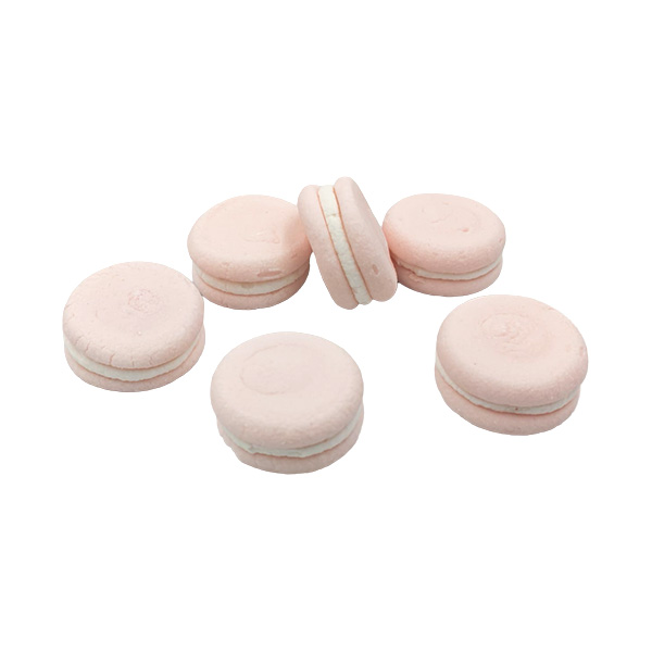 iryska-macarons-roz-crema-alba-30092026 Decor tort in forma de macarons, roz cu crema alba #1505 - 6buc. - imagine 1