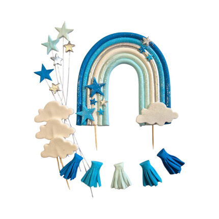 Decor tort - Set Curcubeu Bleu #1246-Pasta de Zahar