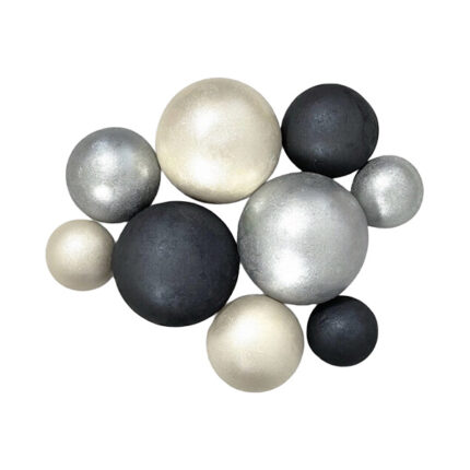 Set sfere comestibile - decoratiuni pentru deserturi - Alb perlat / Argintiu / Negru perlat #1376