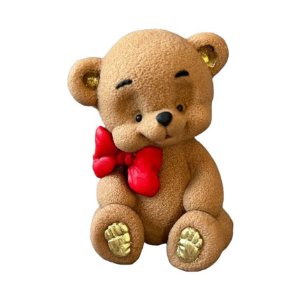 Decor tort - Urs maro cu fundita rosie #1208 - 1buc.
