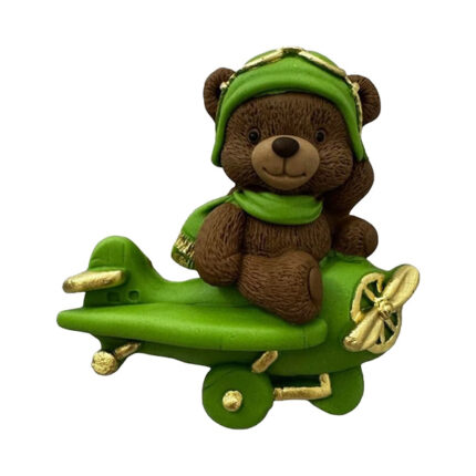 Decor tort - Ursuletul Teddy in avion verde #1710 - 1buc.