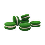 Decor tort in forma de macarons, verde cu crema alba #1505 - 6buc.