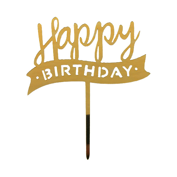 topper-acril-happy-birthday-nr3-30092026 Cake topper - Topper pentru tort "Happy Birthday" Nr.3 auriu - 1buc. - imagine 1
