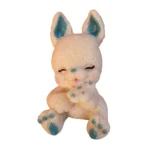 Iepuras de Plus Alb cu urechi albastre -din pasta de zahar-8cm-1437 - imagine 2