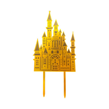 Cake topper - Topper pentru tort - Castel - Auriu