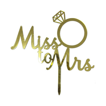 Cake topper - Topper pentru tort - "Miss to Mrs" - Auriu