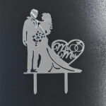 Cake topper - Topper Argintiu pentru tort - Logodna Mr & Mrs